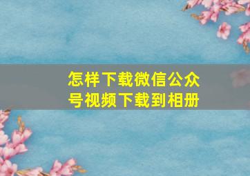 怎样下载微信公众号视频下载到相册