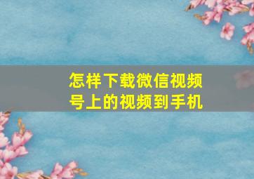 怎样下载微信视频号上的视频到手机