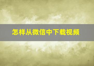 怎样从微信中下载视频