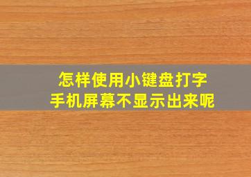 怎样使用小键盘打字手机屏幕不显示出来呢