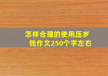 怎样合理的使用压岁钱作文250个字左右