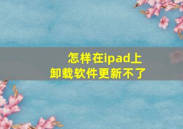 怎样在ipad上卸载软件更新不了