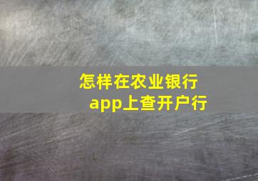 怎样在农业银行app上查开户行