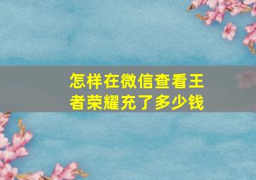 怎样在微信查看王者荣耀充了多少钱