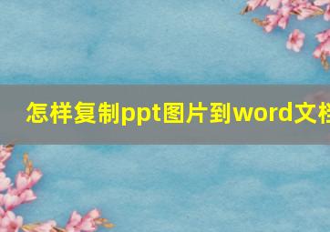 怎样复制ppt图片到word文档