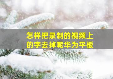 怎样把录制的视频上的字去掉呢华为平板