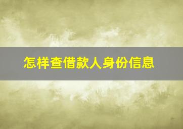 怎样查借款人身份信息