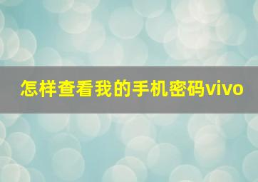 怎样查看我的手机密码vivo