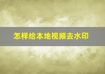 怎样给本地视频去水印