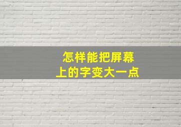 怎样能把屏幕上的字变大一点