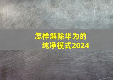 怎样解除华为的纯净模式2024