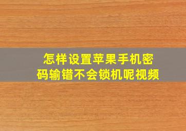 怎样设置苹果手机密码输错不会锁机呢视频