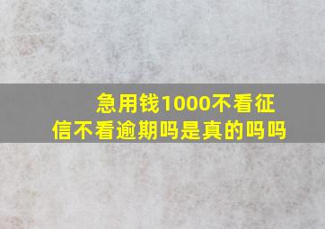 急用钱1000不看征信不看逾期吗是真的吗吗