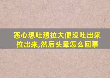 恶心想吐想拉大便没吐出来拉出来,然后头晕怎么回事