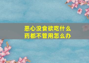 恶心没食欲吃什么药都不管用怎么办