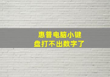 惠普电脑小键盘打不出数字了