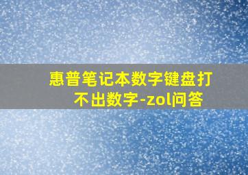 惠普笔记本数字键盘打不出数字-zol问答