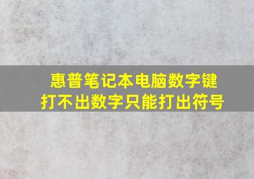 惠普笔记本电脑数字键打不出数字只能打出符号