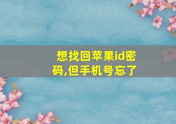 想找回苹果id密码,但手机号忘了