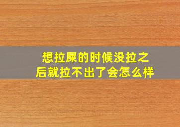 想拉屎的时候没拉之后就拉不出了会怎么样