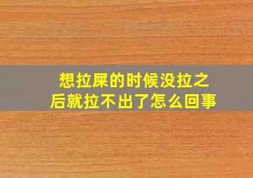 想拉屎的时候没拉之后就拉不出了怎么回事