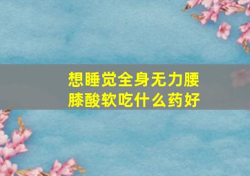 想睡觉全身无力腰膝酸软吃什么药好