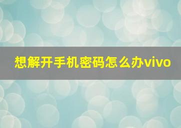 想解开手机密码怎么办vivo