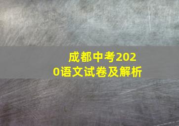 成都中考2020语文试卷及解析