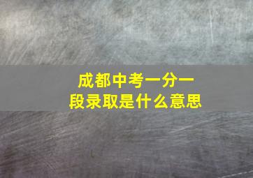 成都中考一分一段录取是什么意思