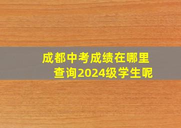 成都中考成绩在哪里查询2024级学生呢