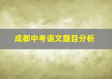 成都中考语文题目分析