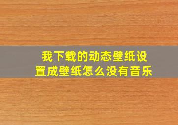 我下载的动态壁纸设置成壁纸怎么没有音乐