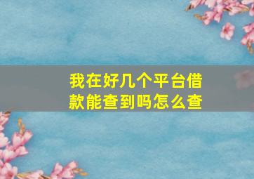 我在好几个平台借款能查到吗怎么查