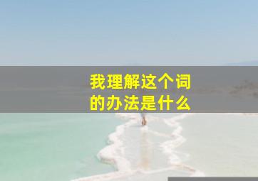 我理解这个词的办法是什么