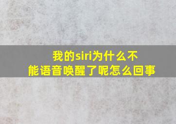 我的siri为什么不能语音唤醒了呢怎么回事