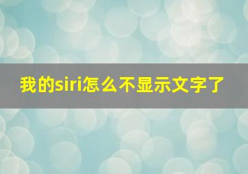 我的siri怎么不显示文字了