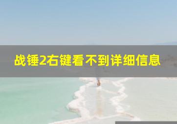 战锤2右键看不到详细信息