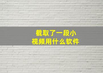 截取了一段小视频用什么软件