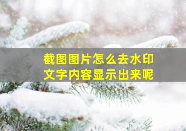 截图图片怎么去水印文字内容显示出来呢