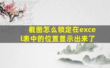 截图怎么锁定在excel表中的位置显示出来了