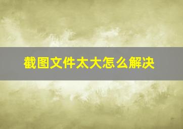 截图文件太大怎么解决