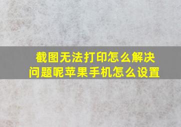 截图无法打印怎么解决问题呢苹果手机怎么设置