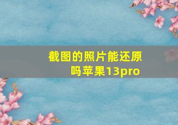 截图的照片能还原吗苹果13pro