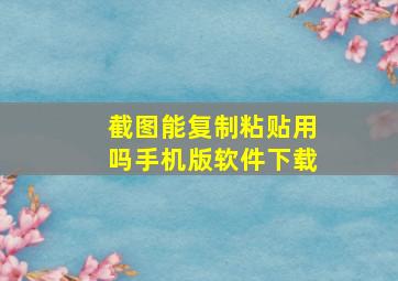 截图能复制粘贴用吗手机版软件下载