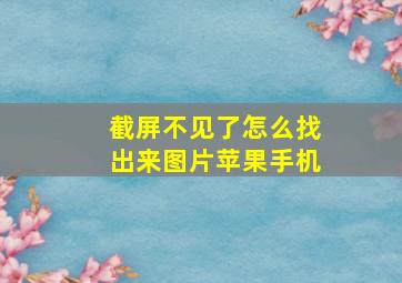 截屏不见了怎么找出来图片苹果手机