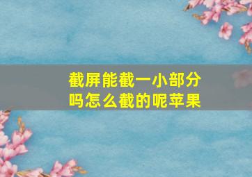 截屏能截一小部分吗怎么截的呢苹果