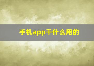 手机app干什么用的