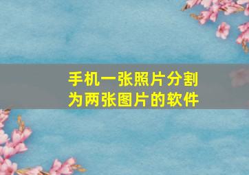 手机一张照片分割为两张图片的软件