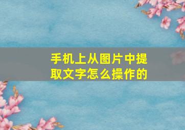 手机上从图片中提取文字怎么操作的