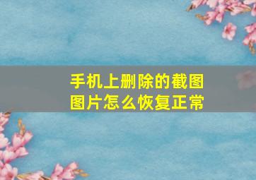 手机上删除的截图图片怎么恢复正常